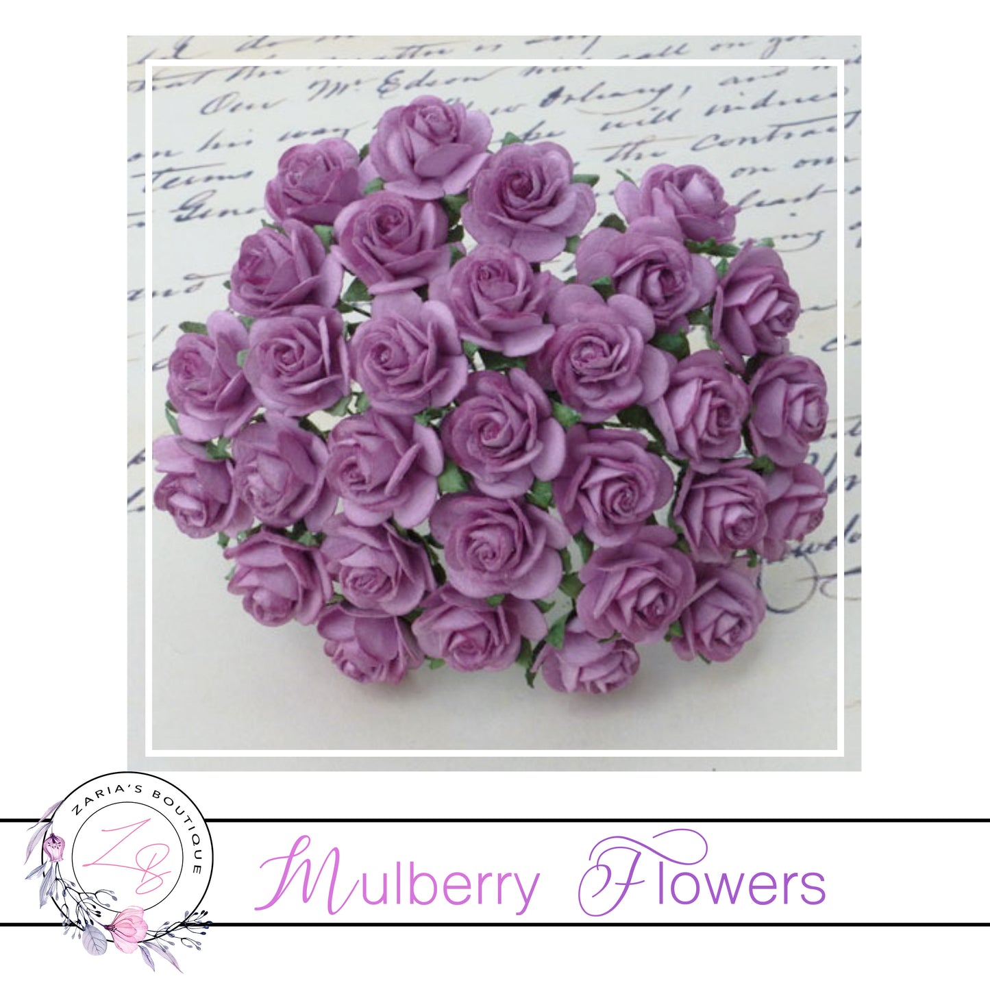 Mulberry Paper Flowers ~ Dark Lilac Roses ~ 2 sizes