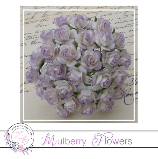 Mulberry Paper Flowers ~ Two-Tone Lilac Roses ~ 2 sizes