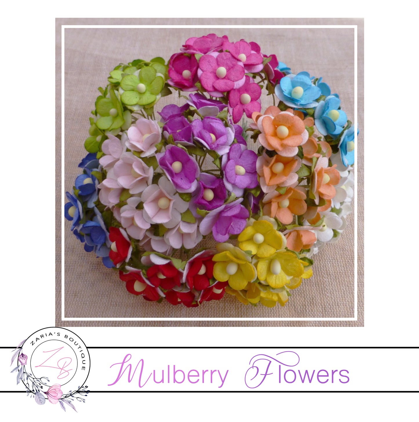 Mulberry Flowers ~ Sweetheart Blossom ~ Mixed Colours ~ 15mm