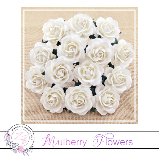 Mulberry Paper Flowers ~ White Trellis Roses ~ 40mm