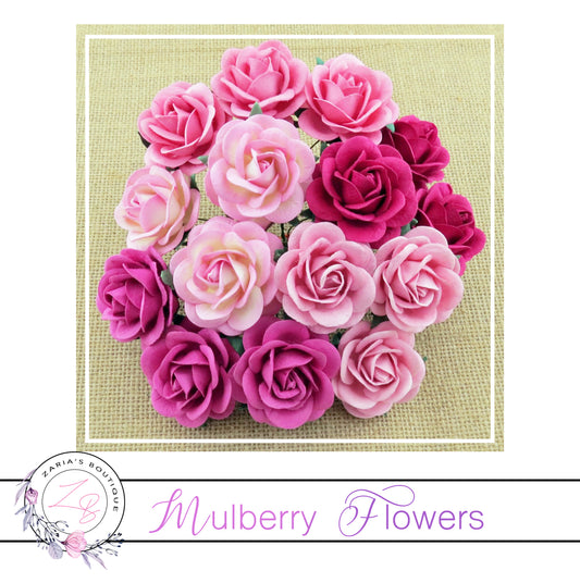 Mulberry Paper Flowers ~ Mixed Pink Trellis Roses ~ 40mm
