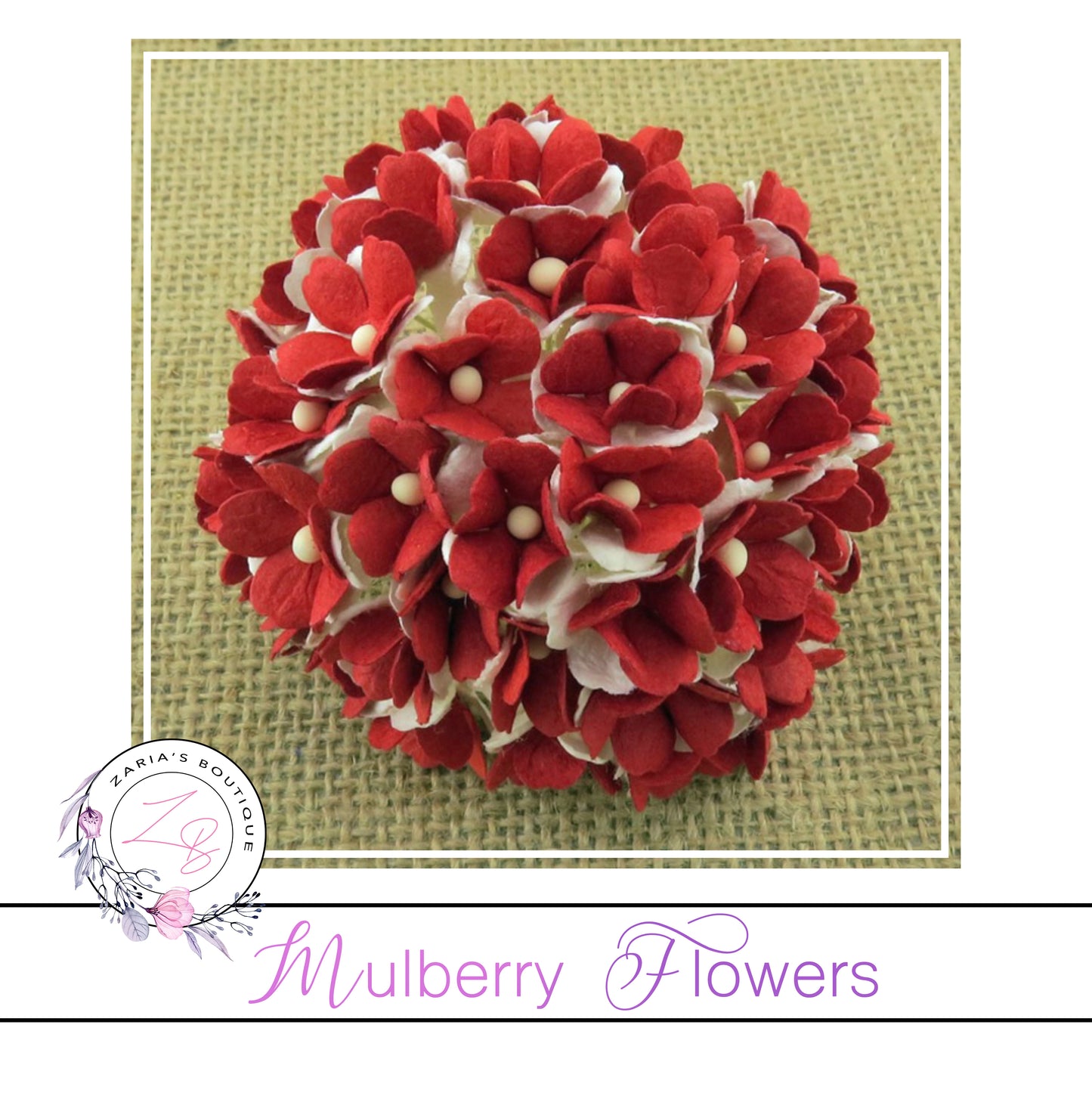 Mulberry Flowers ~ Sweetheart Blossom ~ Two-Tone Red ~ 15mm