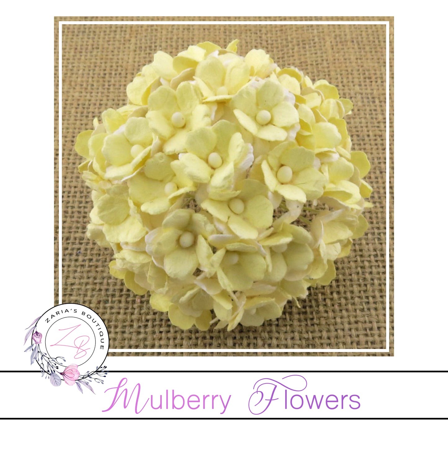 Mulberry Flowers ~ Sweetheart Blossom ~ 2-Tone Pale Yellow ~ 15mm