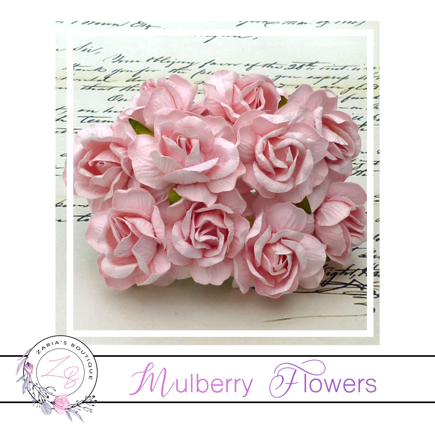 Mulberry Paper Flowers ~ Wild Rose ~ 40mm ~ Pale Pink