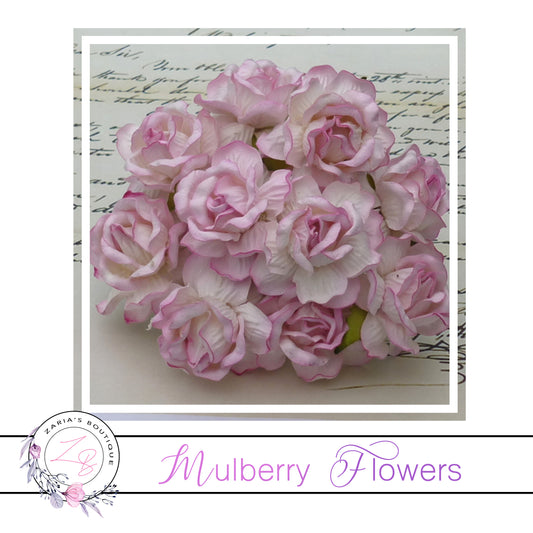 Mulberry Paper Flowers ~ Wild Rose ~ 40mm ~ 2 Tone Baby Pink