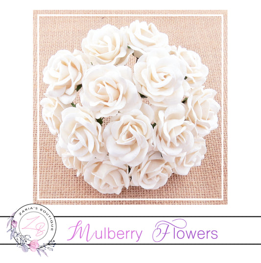 Mulberry Paper Flowers ~ White Chelsea Roses ~ 35mm
