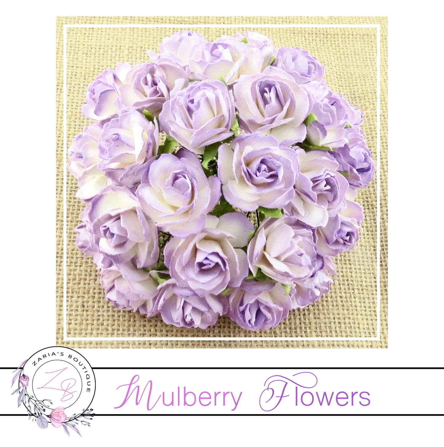 Mulberry Paper Flowers ~ Wild Rose ~ 30mm ~ Two Tone Lilac