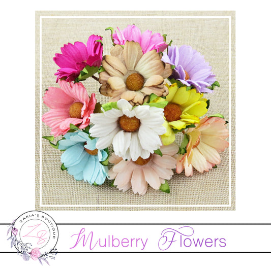 Mulberry Paper Flowers ~ Chrysanthemum ~ 45mm ~ Mixed Colours