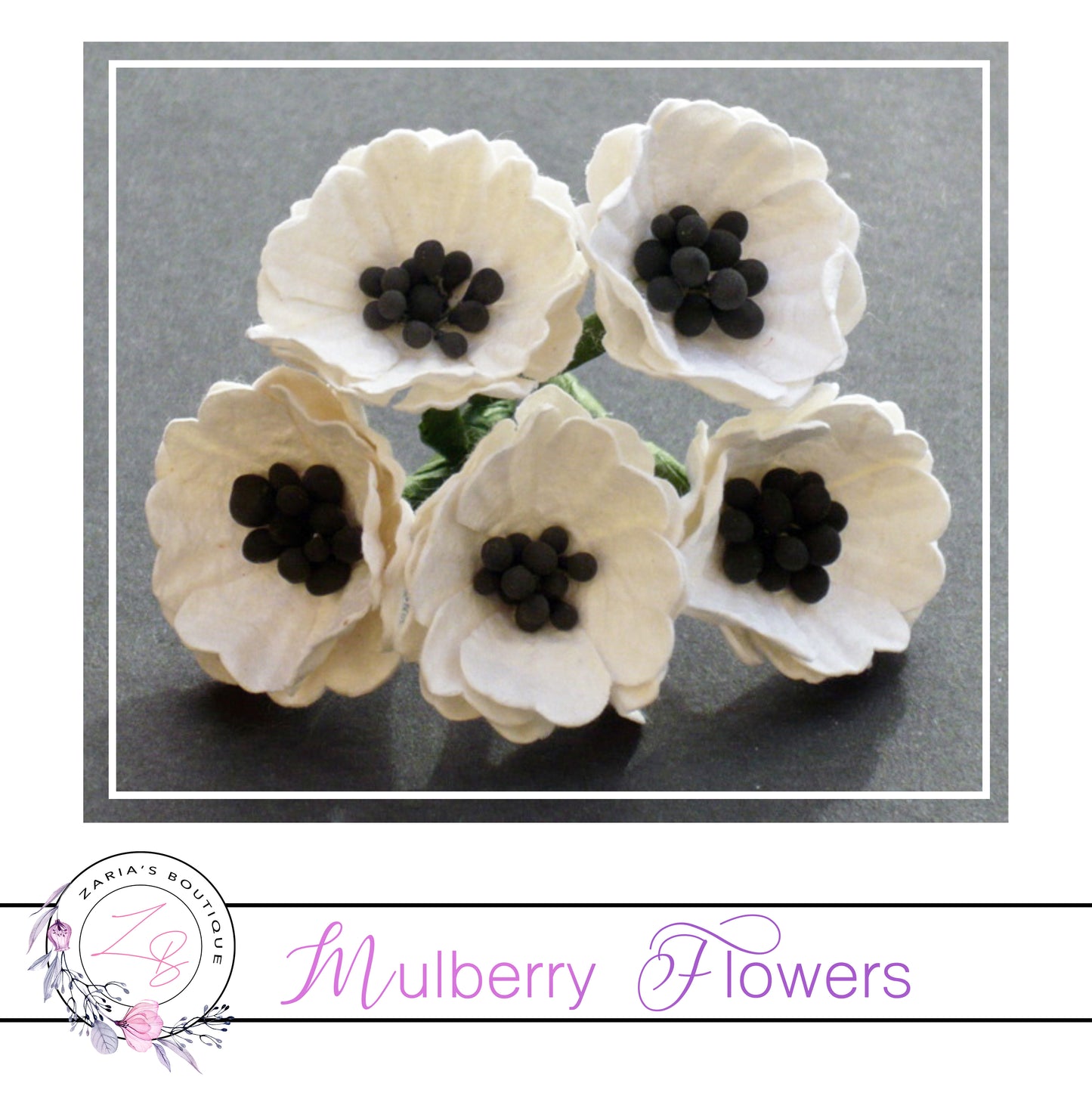 Mulberry Paper Flowers ~ White Poppy ~ 20mm