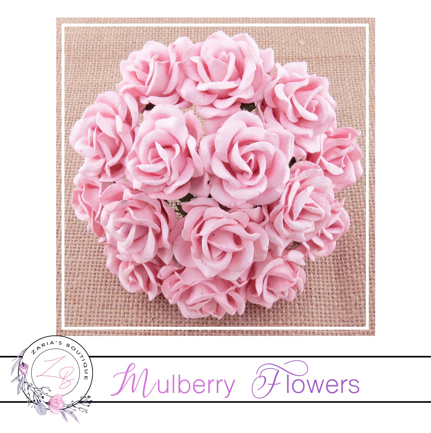 Mulberry Paper Flowers ~ Pale Pink Chelsea Roses ~ 35mm