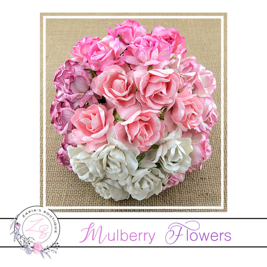 Mulberry Paper Flowers ~ Wild Rose ~ 40mm ~ Mixed Pinks