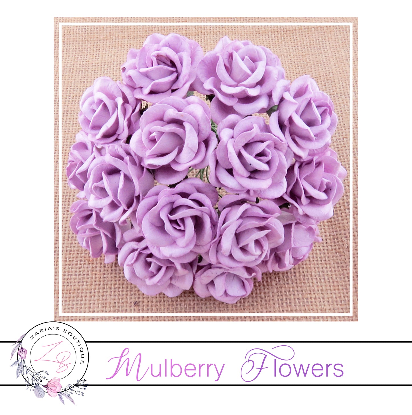 Mulberry Paper Flowers ~ Lilac Chelsea Roses ~ 35mm