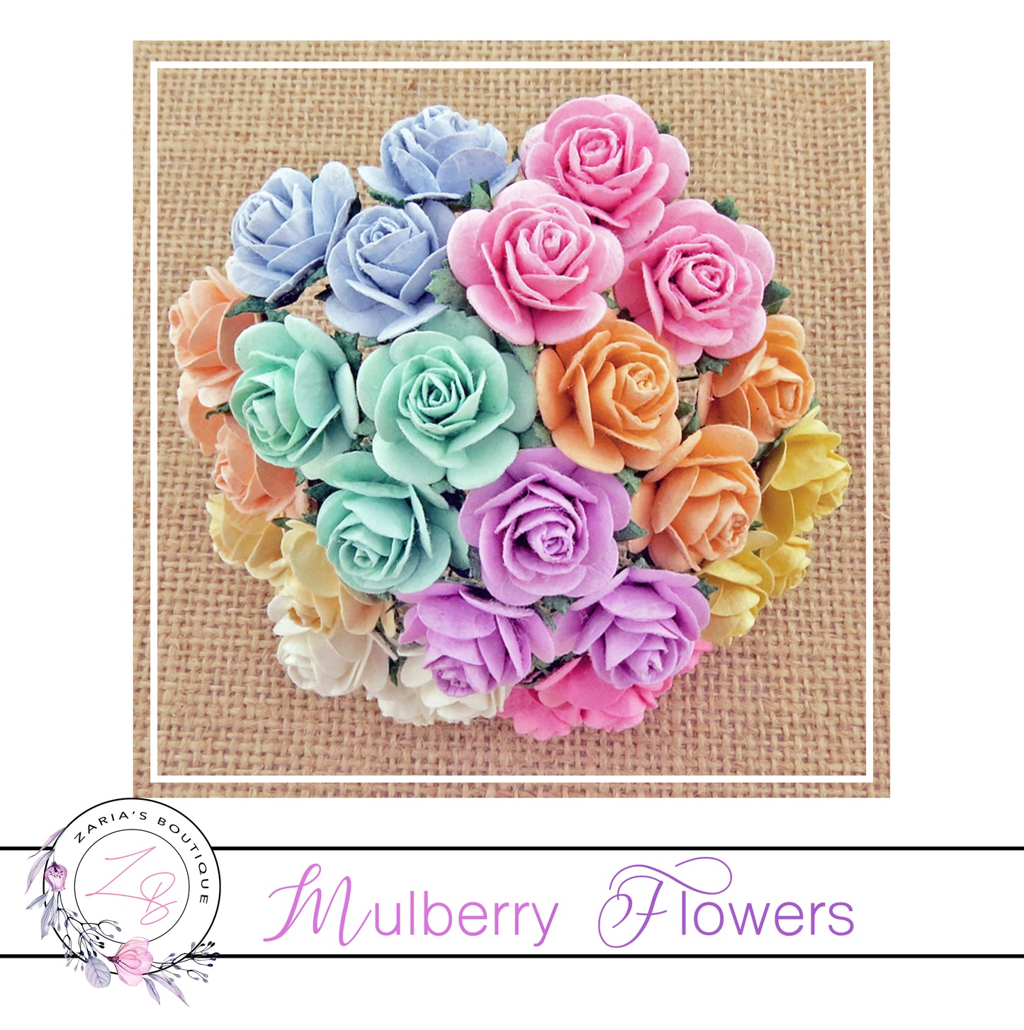 Mulberry Paper Flowers ~ Mixed Pastel Roses ~ 2 sizes