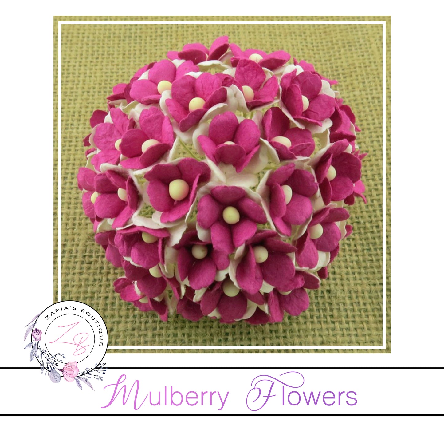 Mulberry Flowers ~ Sweetheart Blossom ~ Two-Tone Deep Pink ~ 15mm