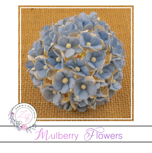 Mulberry Flowers ~ Sweetheart Blossom ~ Two-Tone Light Blue ~ 15mm