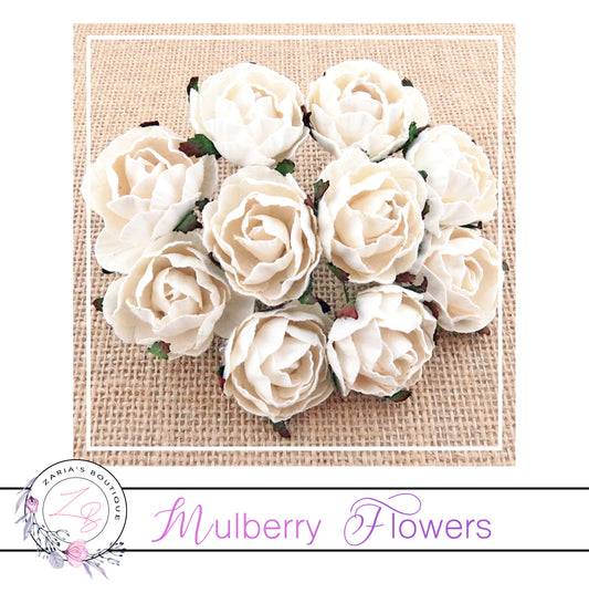 Mulberry Paper Flowers ~ Peony ~ 30mm ~ White
