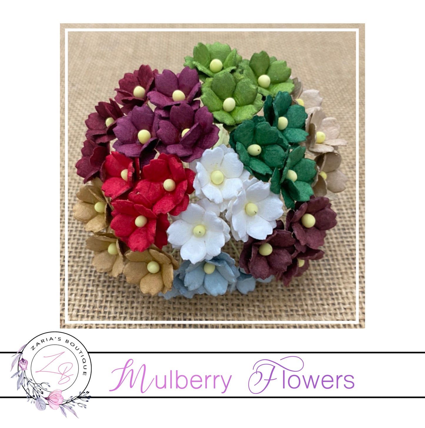 Mulberry Paper Flowers ~ Christmas Sweetheart Blossoms ~ 10 pieces