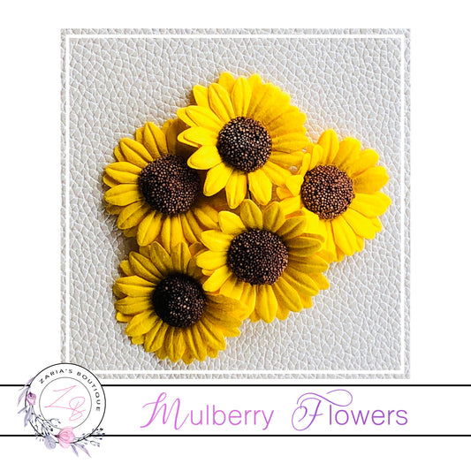 Mulberry Paper Flowers ~ Yellow Sunflowers ~ 50mm ~ 5cm