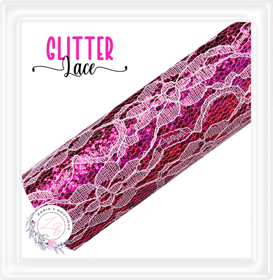 ∙ FLORAL GLITTER LACE ∙ Magenta - Hot Pink ∙