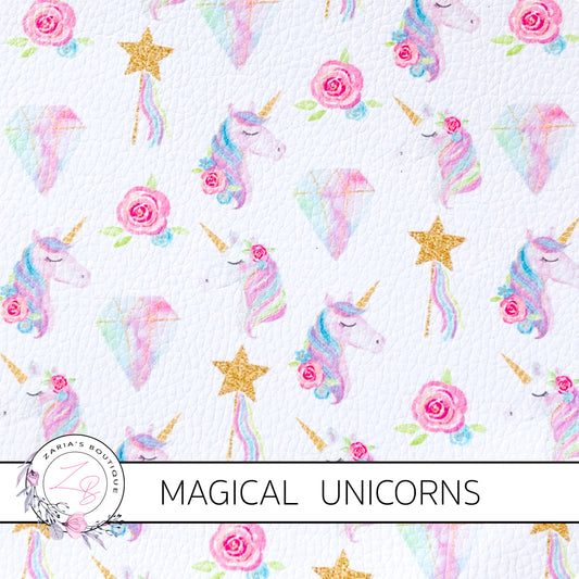 Magical Unicorns & Wands ~ Pastel Luxe Grain Ethical Vegan Faux Leather