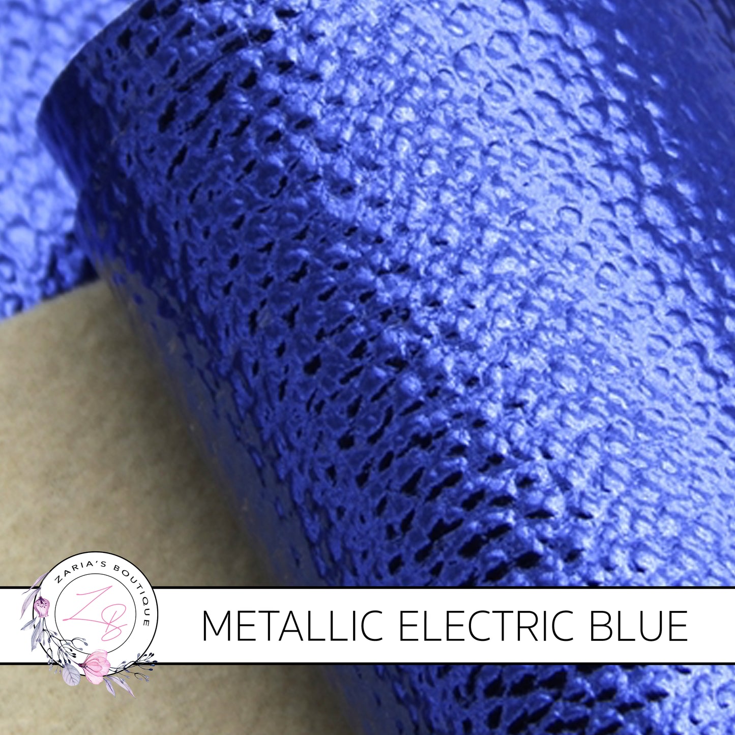 Metallic Electric Blue ~ Pebble Grain Vegan Leather