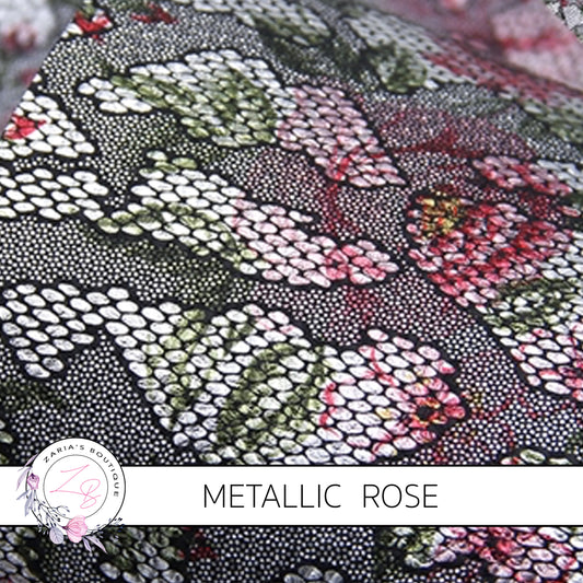 Vintage Rose Black Lace Metallic Silver Embossed Floral  ~ Faux Leather Sheets