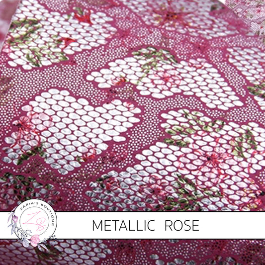 Vintage Rose Deep Pink Metallic Silver Embossed Lace Floral  ~ Faux Leather Sheets