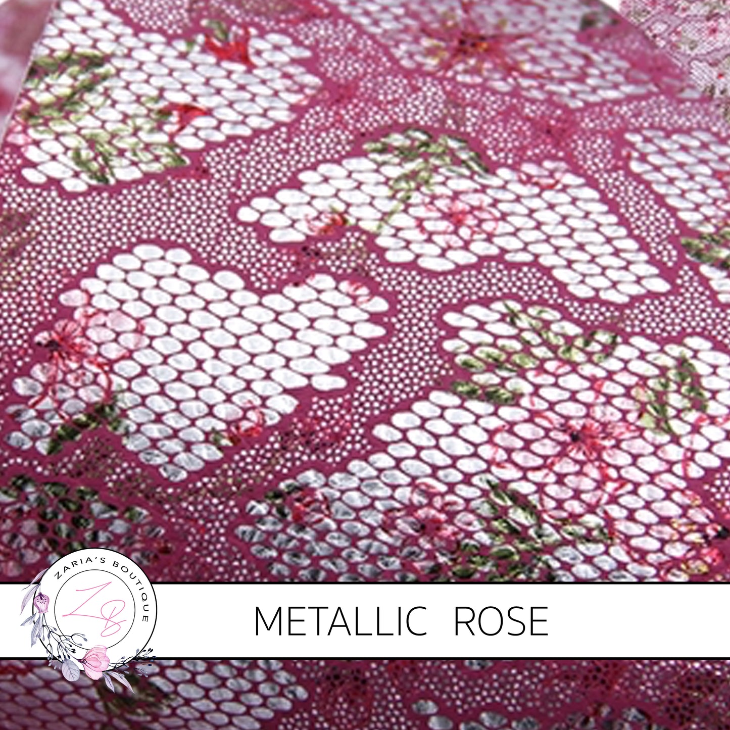 Vintage Rose Light Pink Metallic Silver Embossed Lace Floral  ~ Faux Leather Sheets