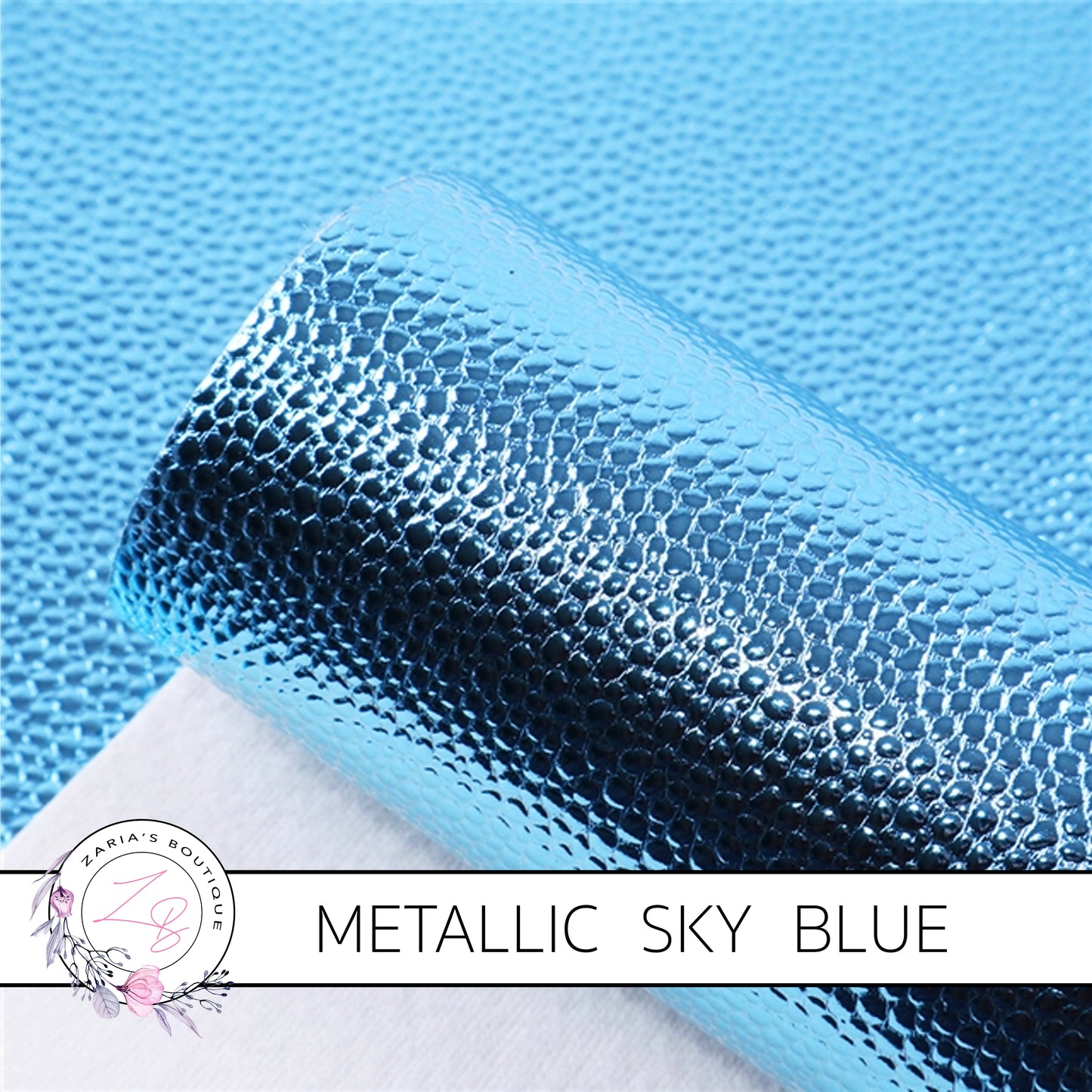 Pebble Grain Vegan Leather ~ Metallic Blue ~ Leatherette Sheets