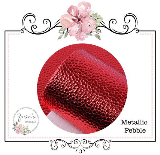 Pebble Grain Vegan Leather ~ Metallic Red ~ Leatherette Sheets