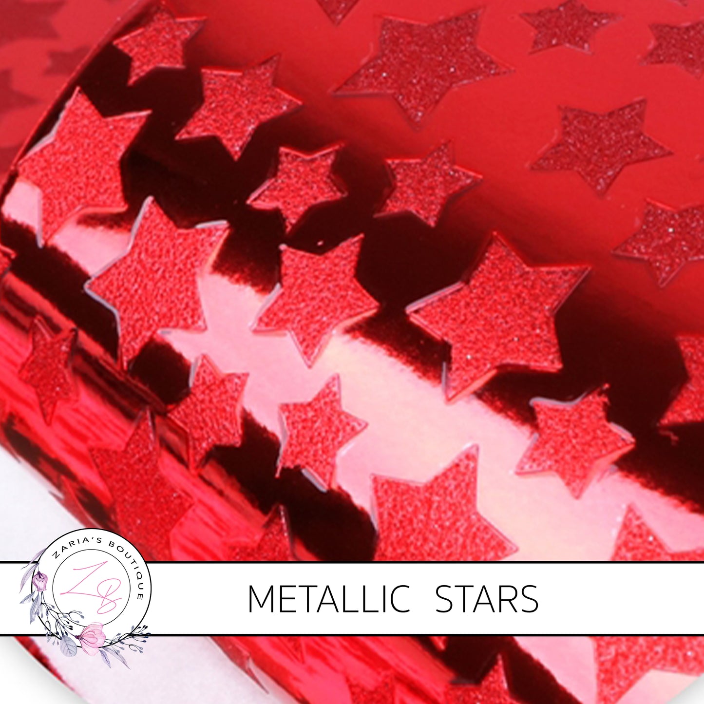 Metallic Stars ~ Faux Leather ~ Red, Rose Gold & Silver