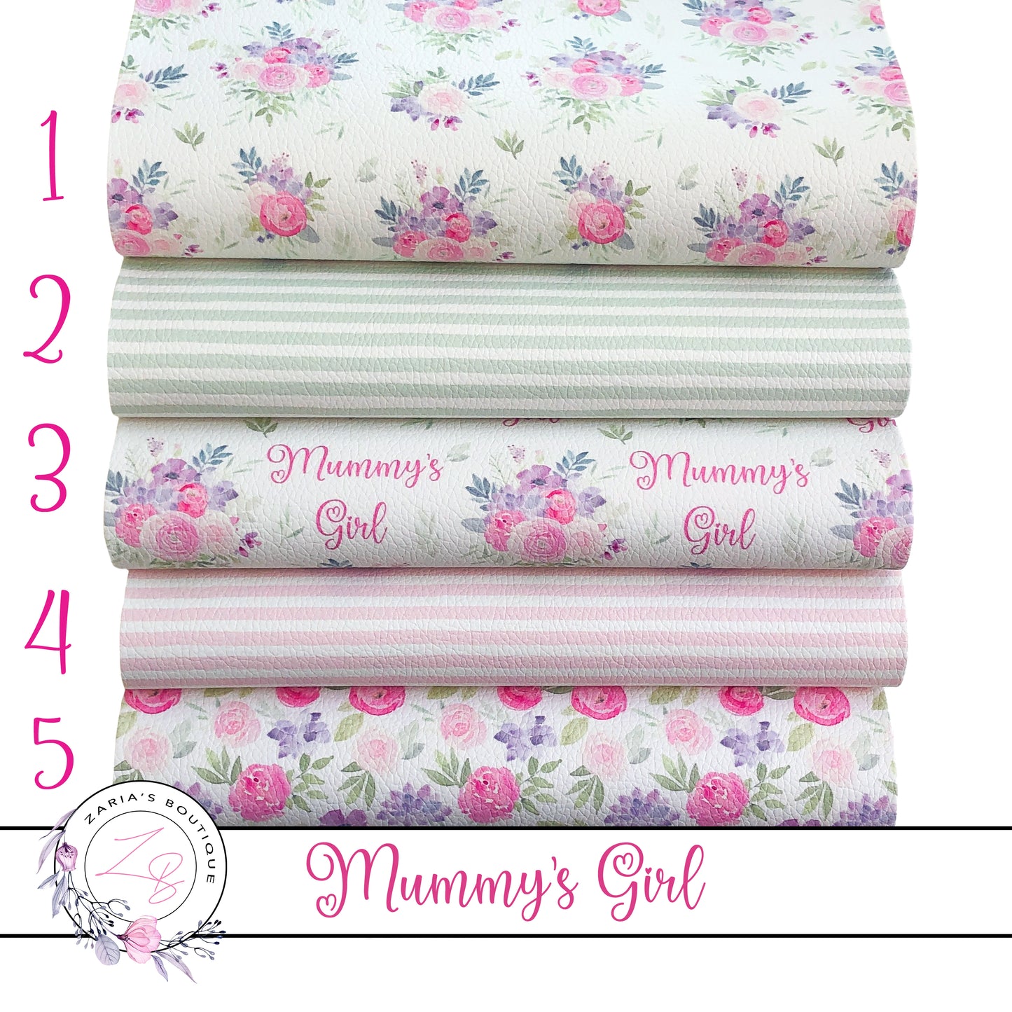 EXCLUSIVE Mummy's Girl Floral Vegan Faux Leather ~ Single Sheets & Multi-Pack