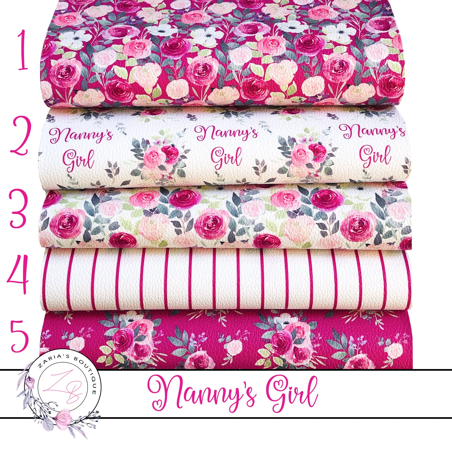 EXCLUSIVE Nanny's Girl Floral Vegan Faux Leather ~ Single Sheets & Multi-Packs