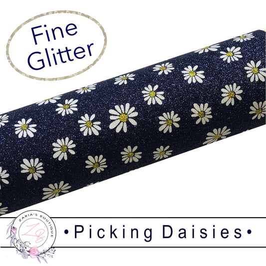 Picking Daisies  ✻  Fine Glitter Floral ⋅ Navy