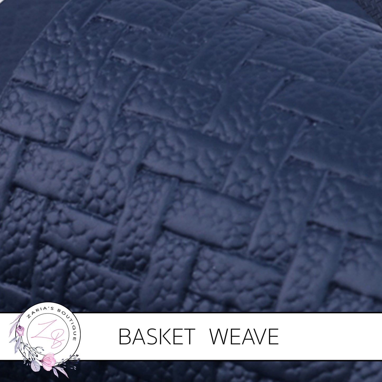 Basket Weave Textured Faux Leather Leatherette • Navy Blue • 0.84mm