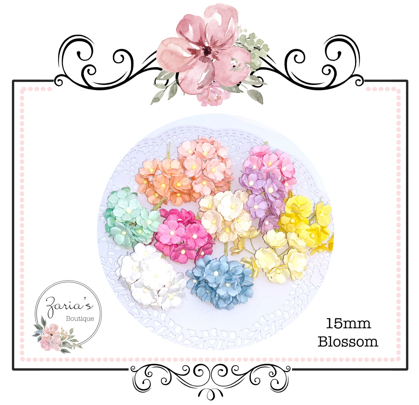 Mulberry Paper Flowers ~ Sweetheart Blossoms ~ Choice of Colours ~ 15mm x 10 pieces