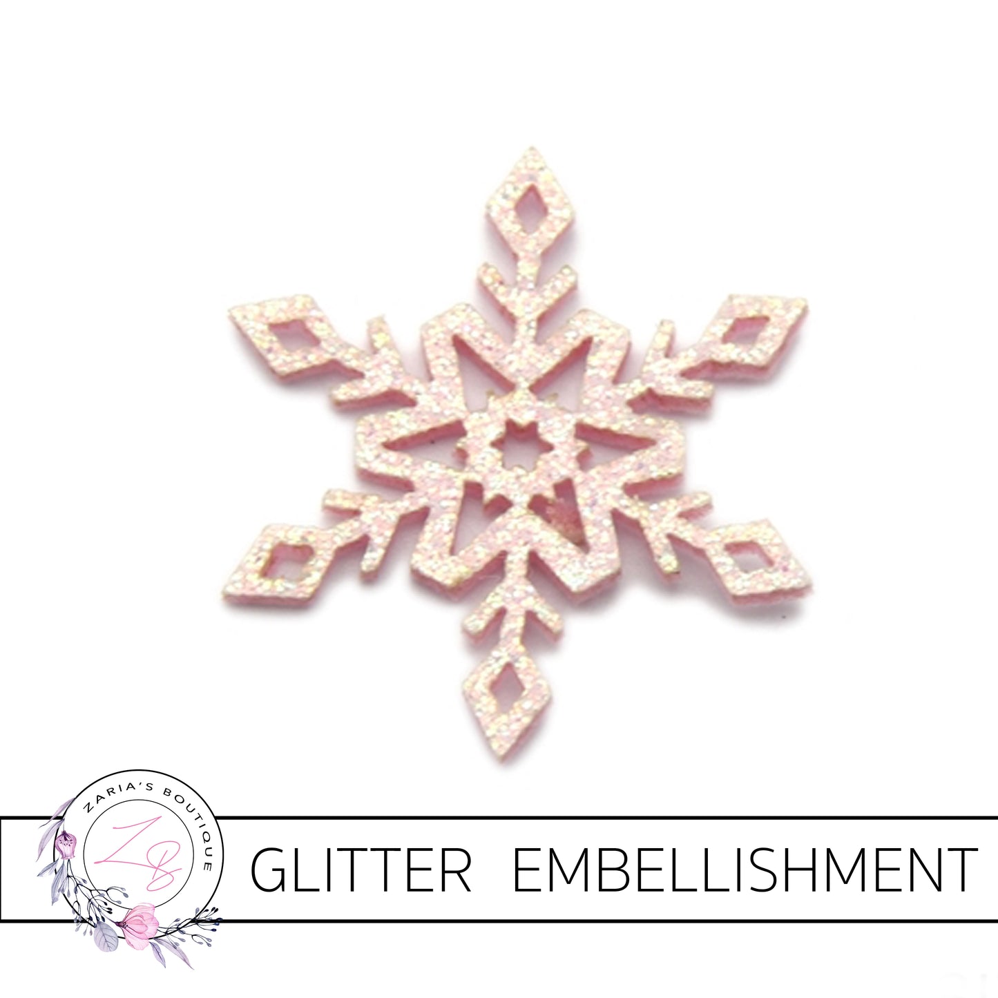 Snowflake Glitter Embellishments x 2 pieces ~ 5 Colours