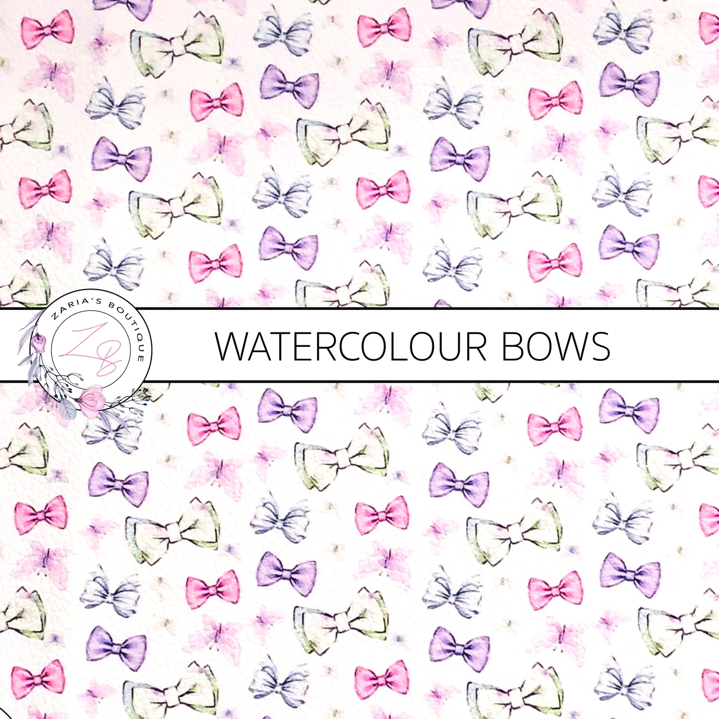 SALE CUSTOM Watercolour Pastel Bows ~ Faux Leather ~ 1mm