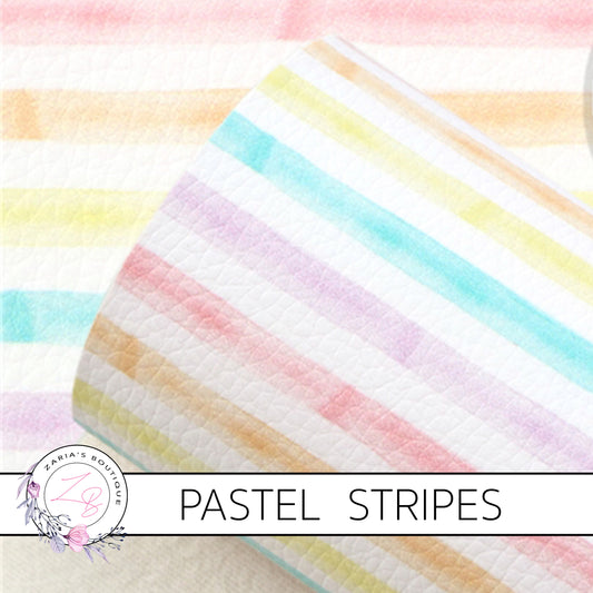 Pastel Stripes ~ Luxe Litchi Faux Leather ~ Pink Yellow Green Purple Orange White