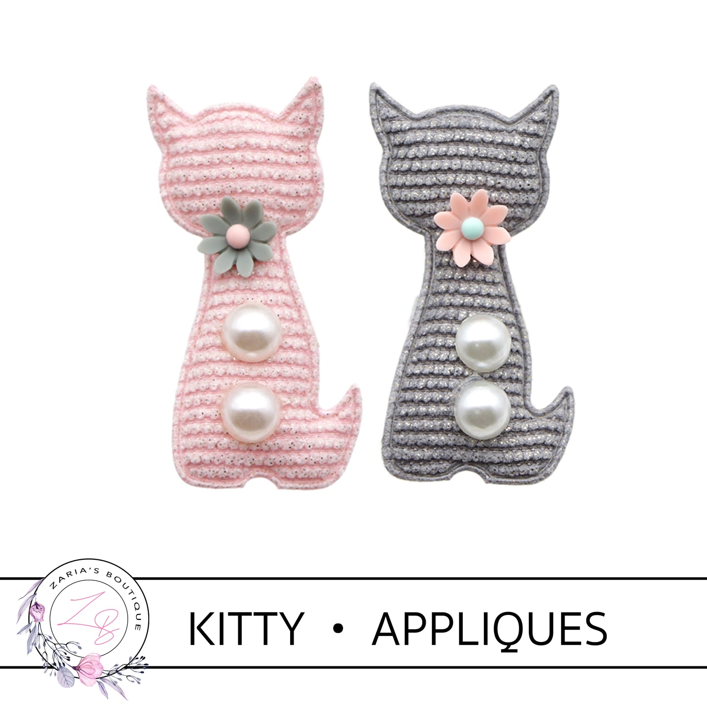 SALE Cute Kitty  • Applique Embellishments • 2 Colours • 2 Pieces
