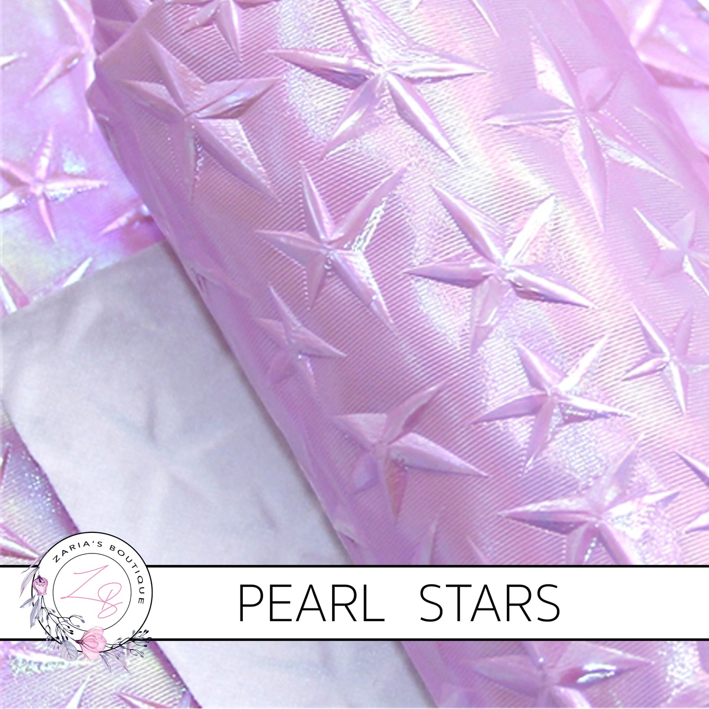 ⋅ Pearl  Stars ⋅ Embossed Pink Textured Star Faux Leather Craft Fabric Sheets