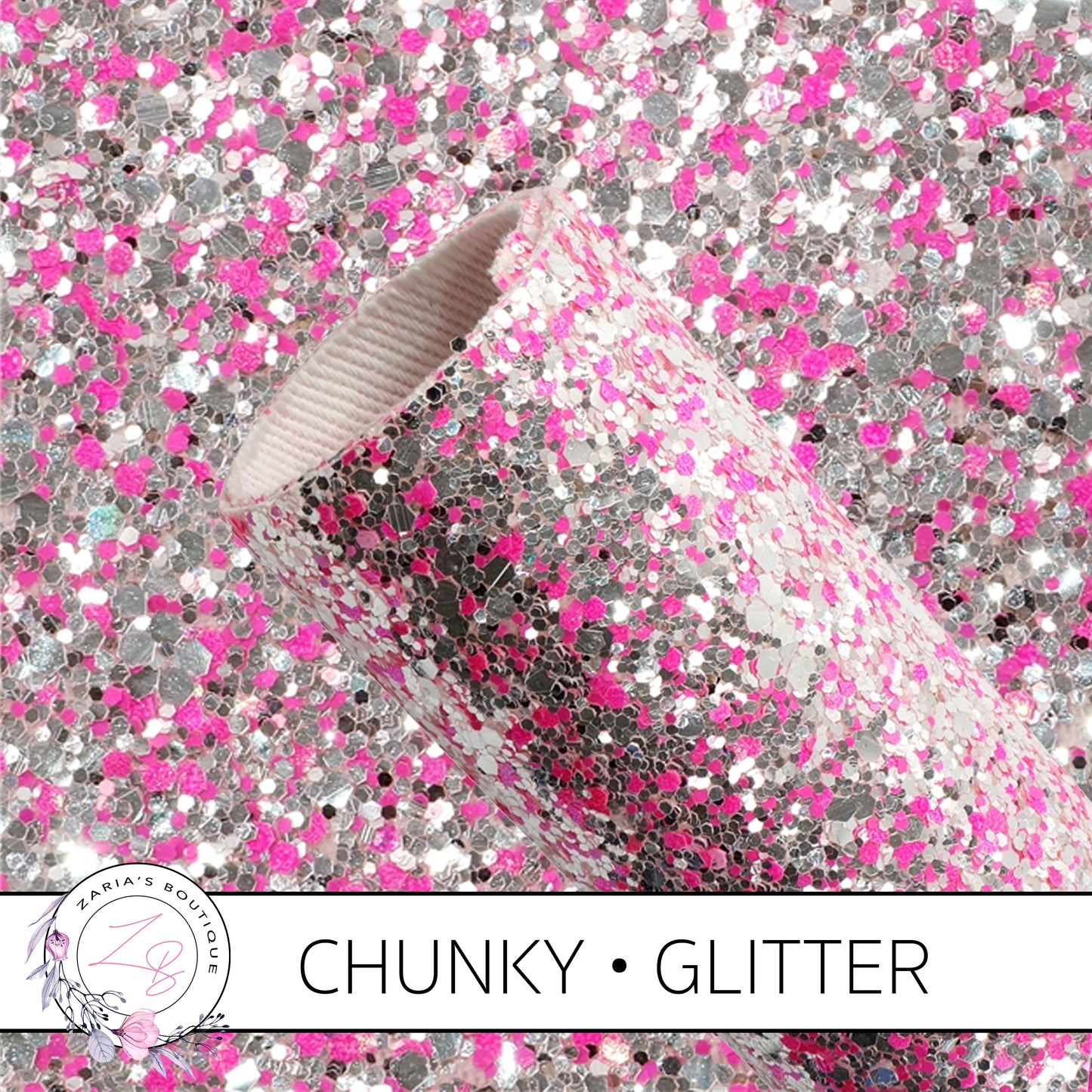 Chunky Glitter • Pink • Silver