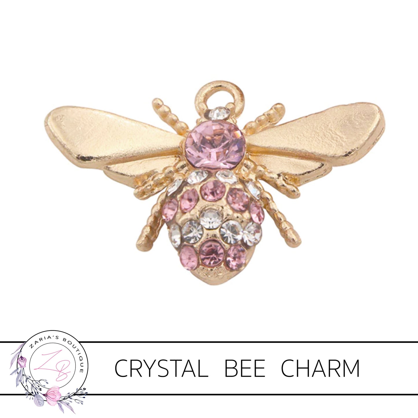 ⋅ Gold Crystal Bee Charm Embellishment ⋅ 30mm ⋅ 2 Colours