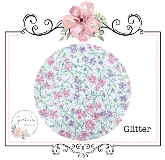Dainty Pink & Purple Glitter Rose Floral