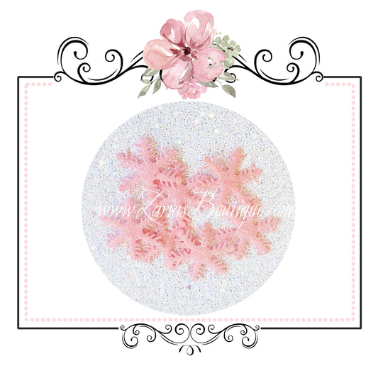 Pink Snowflake Glitter Embellishment x 5