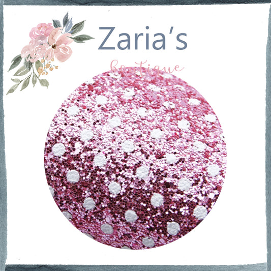 Pink/White Polka Dot Spots Chunky Glitter Bow Canvas Fabric