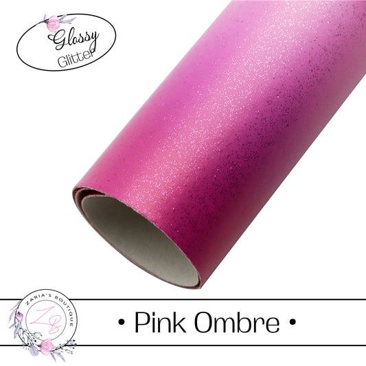⋅ Pink Ombre ⋅ Smooth Glossy Glitter Faux Leather