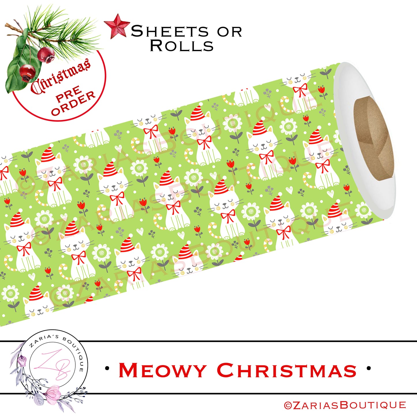 ⋅ Santa Paws ⋅ Cat Charm Pendant Bow Embellishment ⋅ 2 pieces