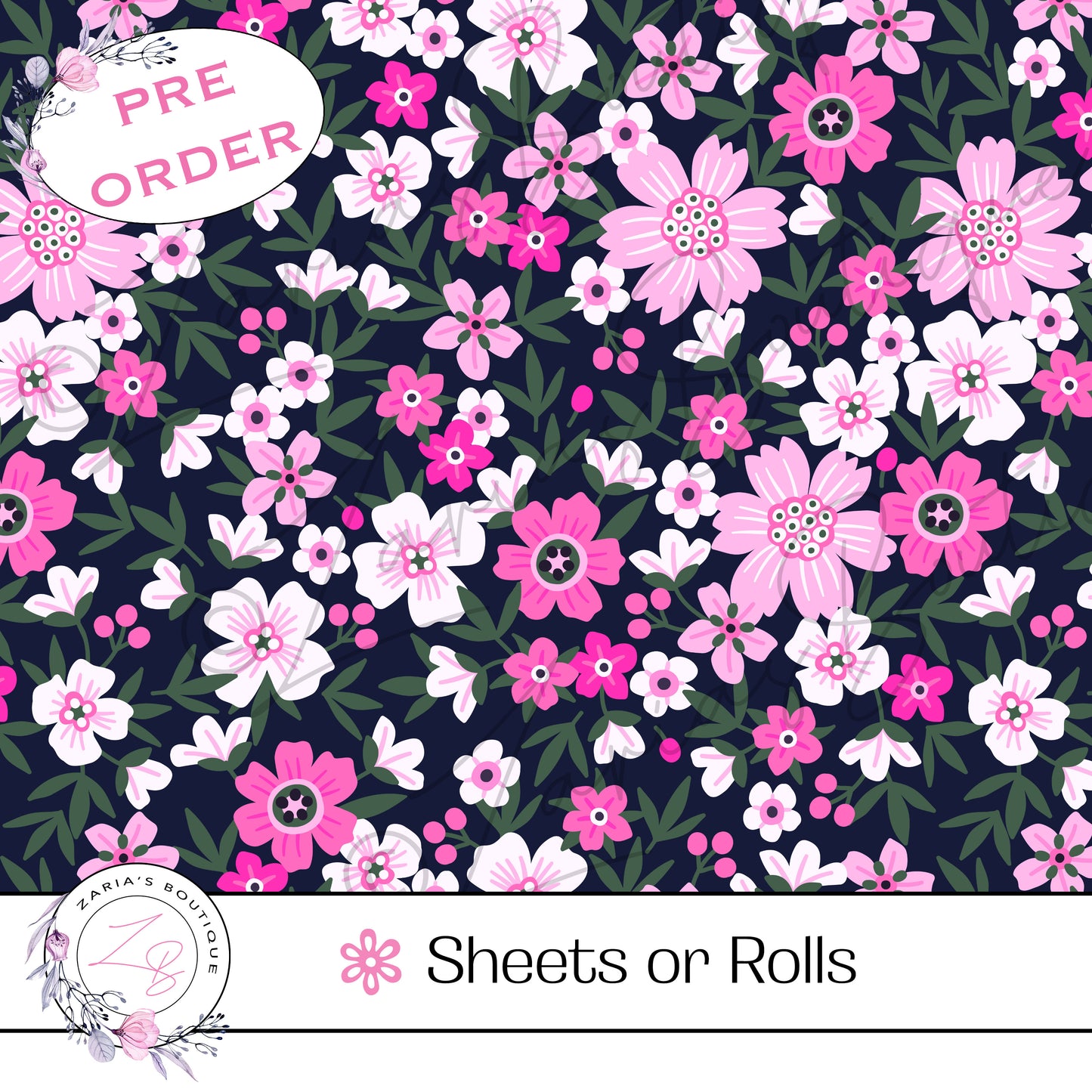⋅ Ditsy Floral ⋅ Custom Luxe Vegan Faux Leather ⋅ Sheets or Rolls! ⋅