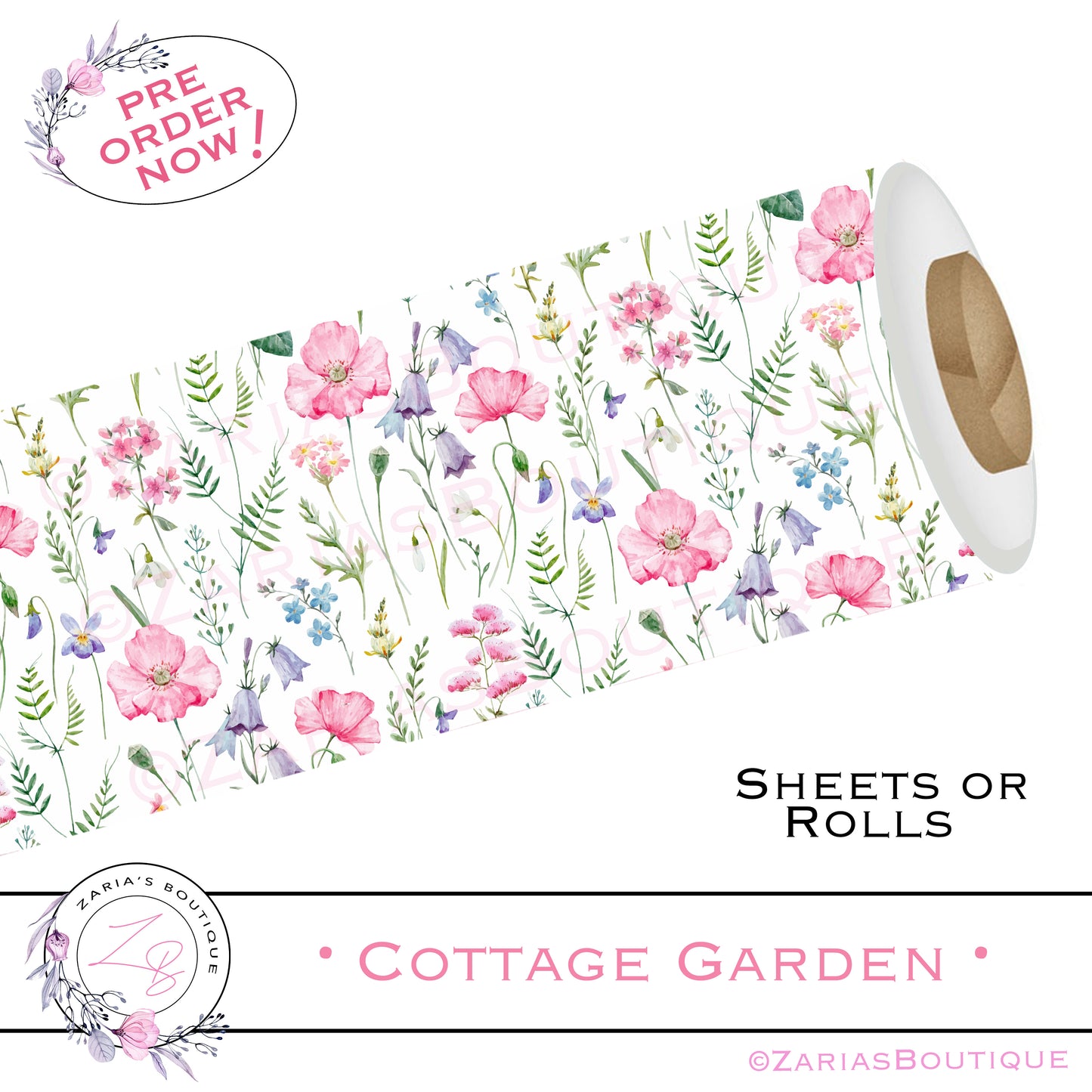⋅ Cottage Garden ⋅ Custom Vegan Faux Leather ⋅ Sheets Or Rolls!
